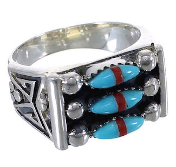 Southwest Inlay Heavy Needlepoint Ring Size 8-1/2 VX37234